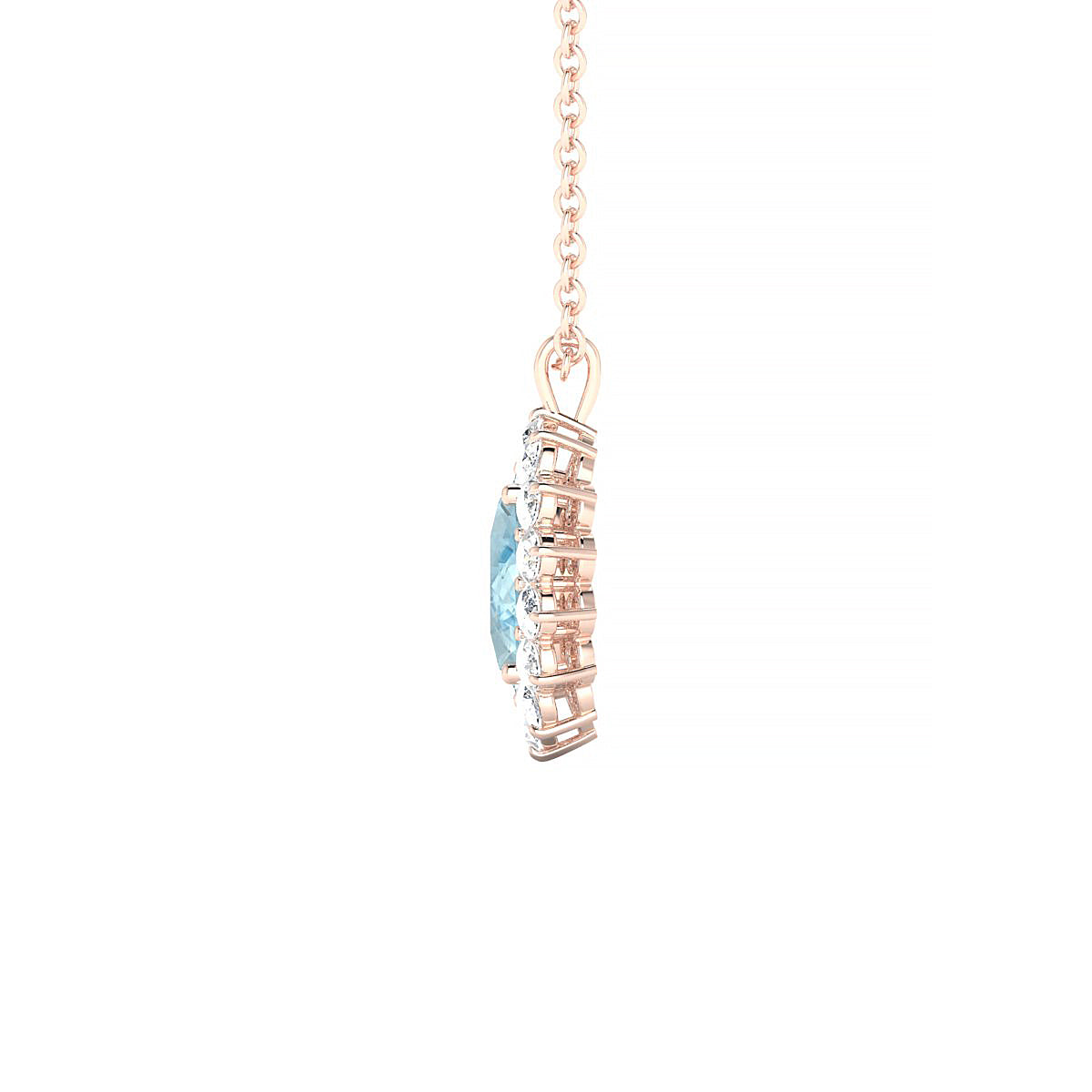 Blossom | 18k Rose Gold 7 x 5 mm Oval Aquamarine Pendant