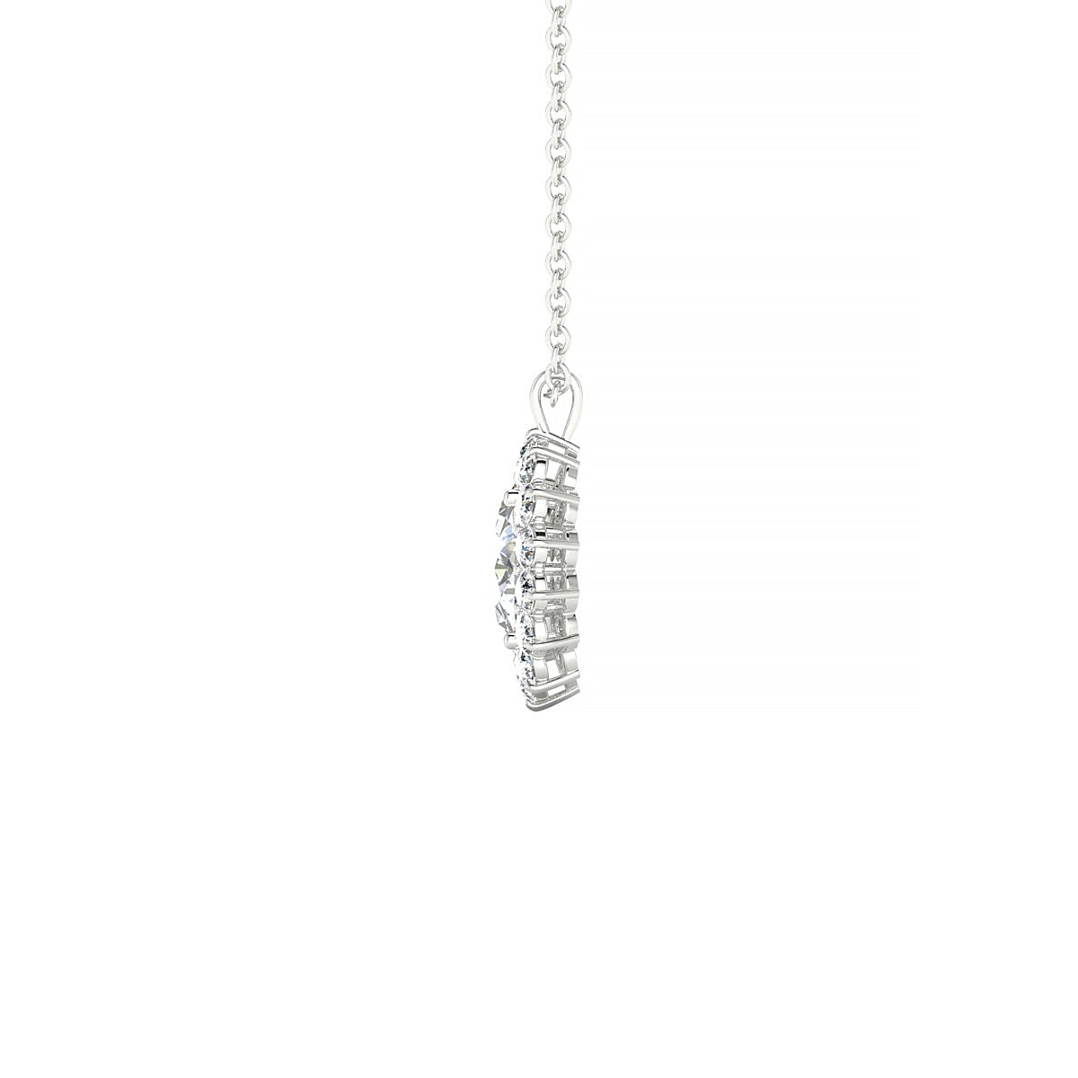 Blossom | 18k White Gold 7 x 5 mm Oval Diamond Pendant