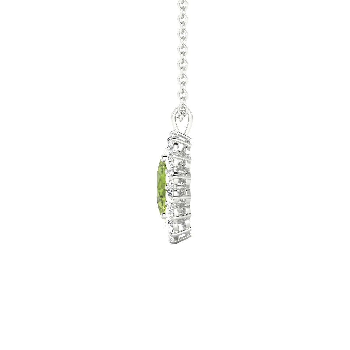Blossom | 18k White Gold 7 x 5 mm Oval Peridot Pendant
