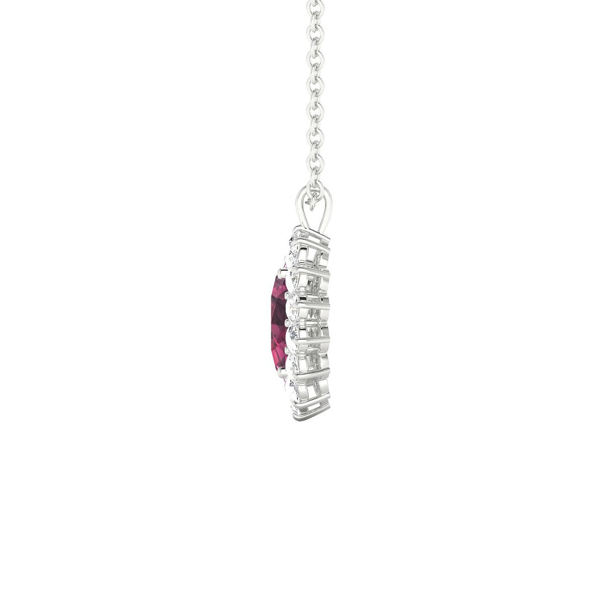 Blossom | 18k White Gold 7 x 5 mm Oval Rhodolite Pendant