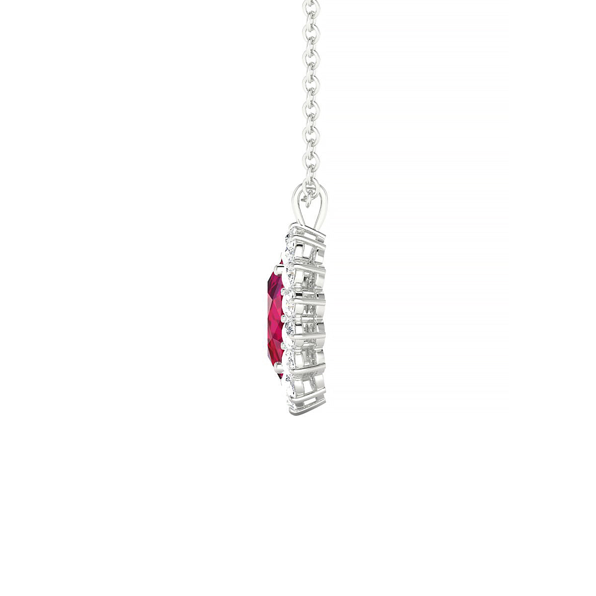 Blossom | 18k White Gold 7 x 5 mm Oval Ruby Pendant