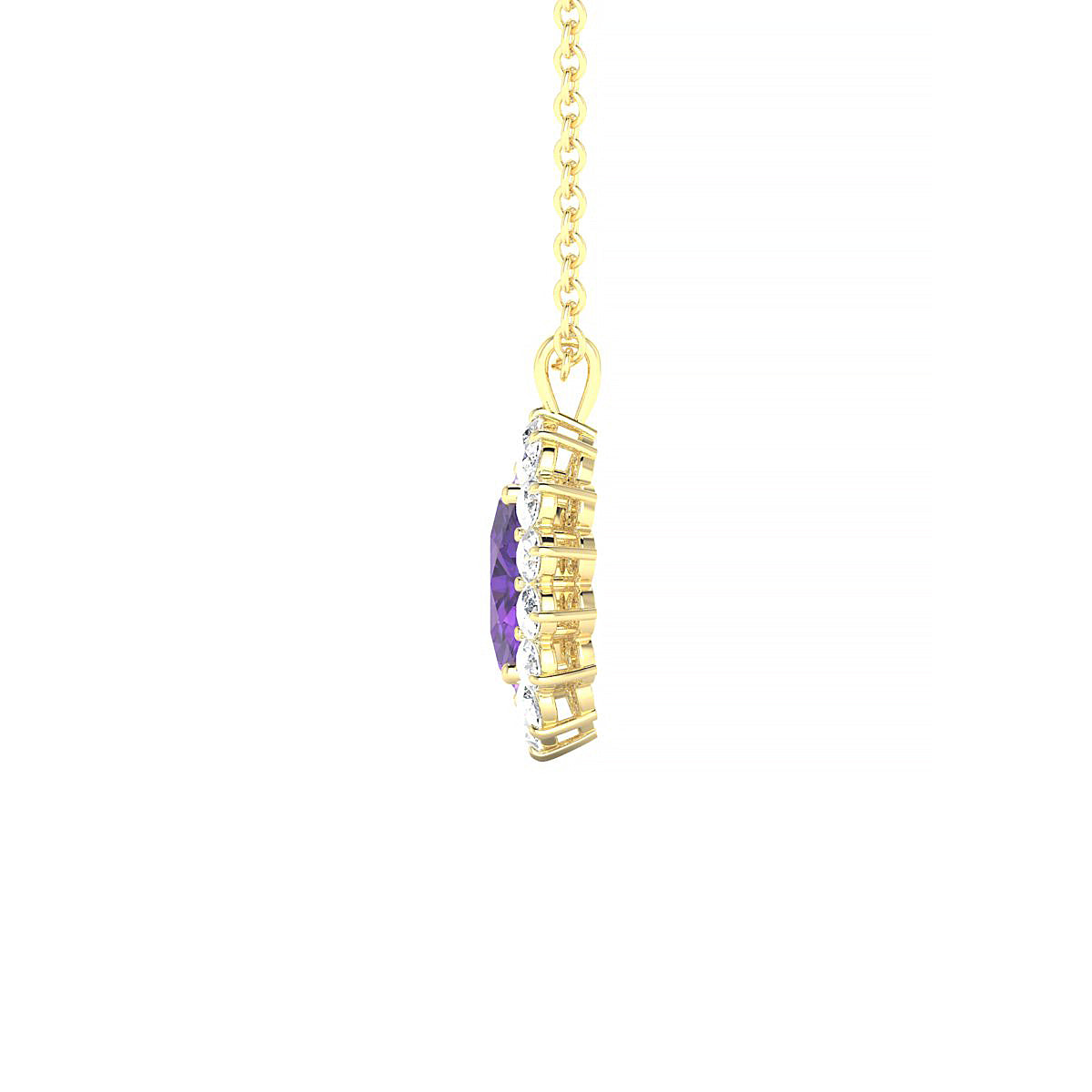 Blossom | 18k Yellow Gold 7 x 5 mm Oval Amethyst Pendant