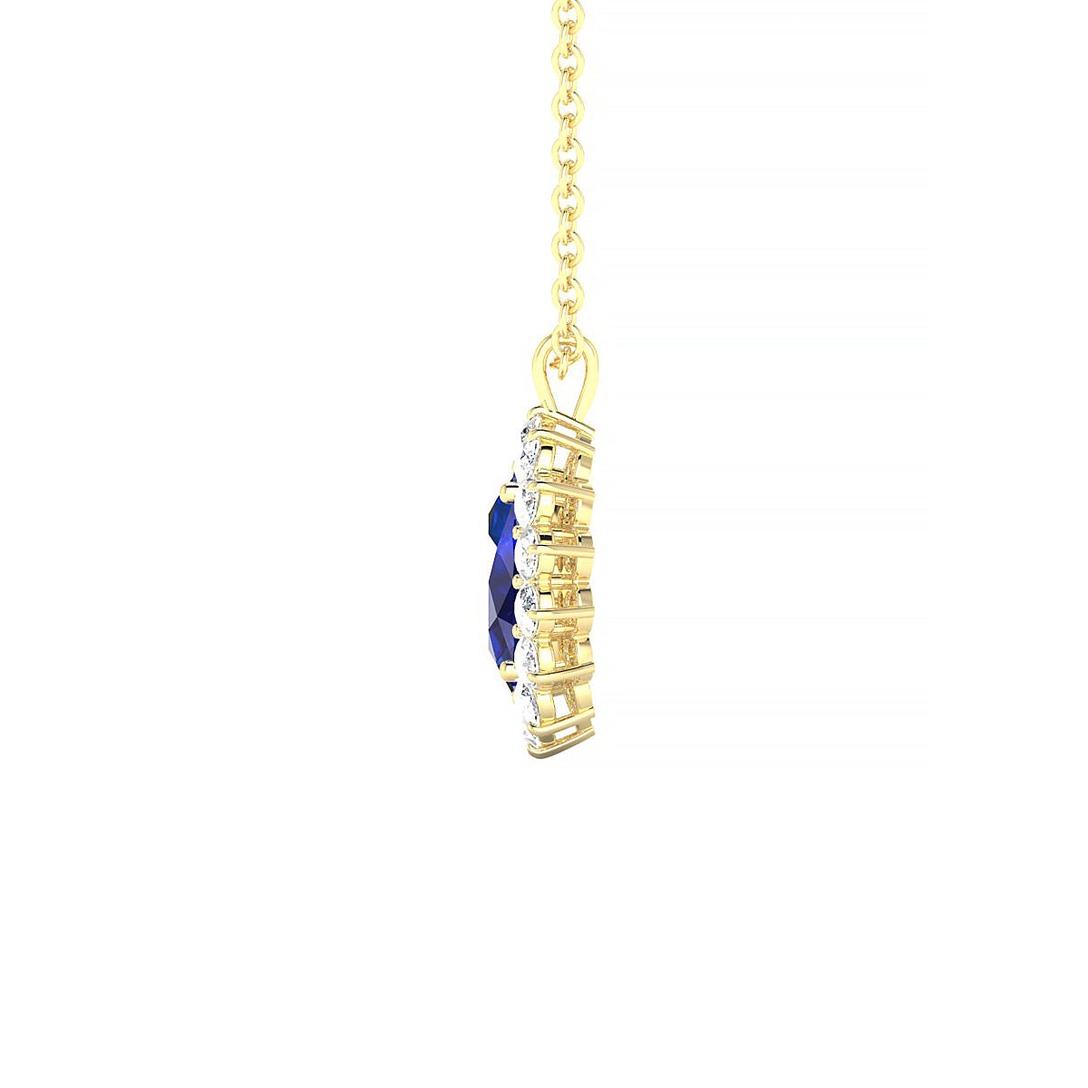 Blossom | 18k Yellow Gold 7 x 5 mm Oval Sapphire Pendant