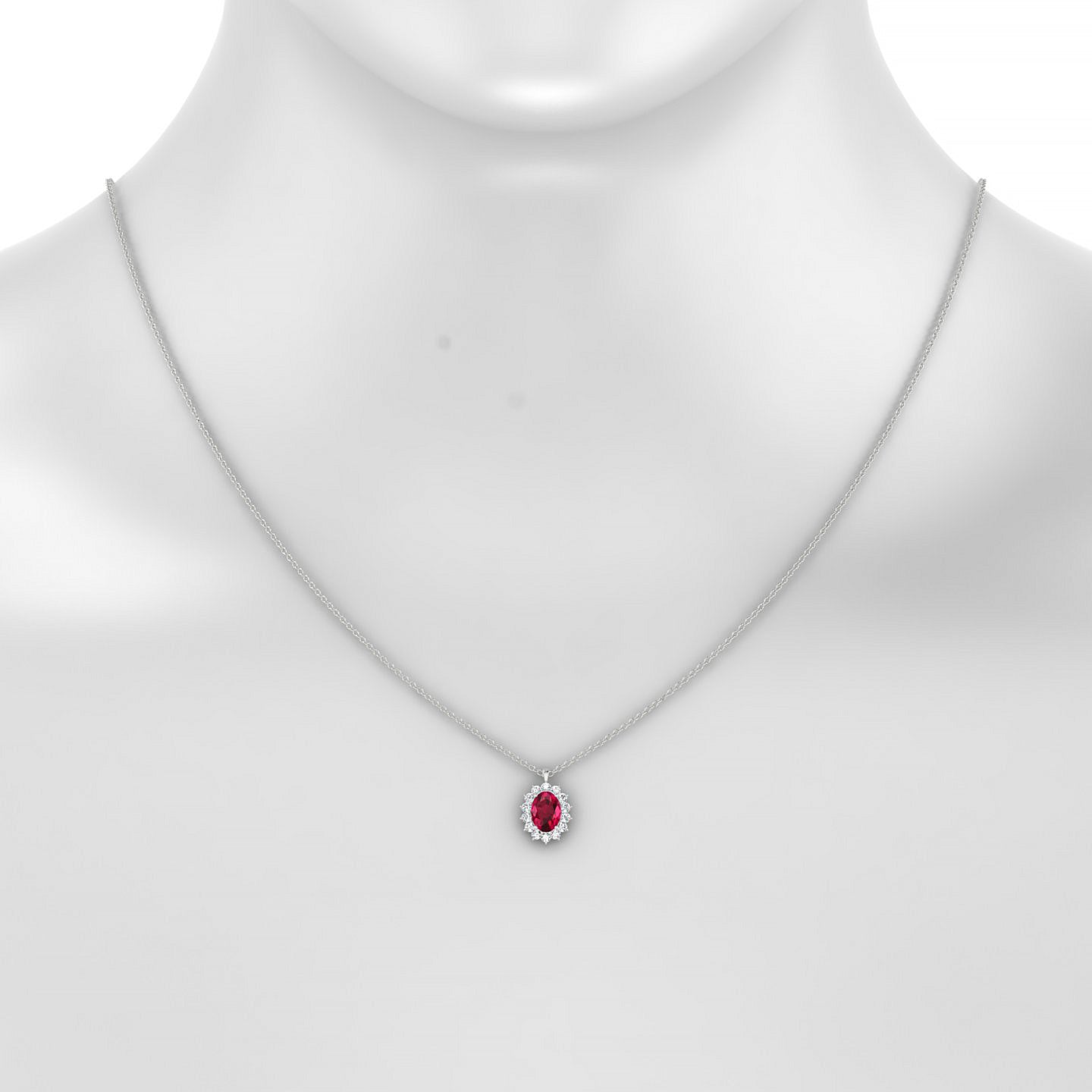 Blossom | 18k White Gold 7 x 5 mm Oval Ruby Pendant