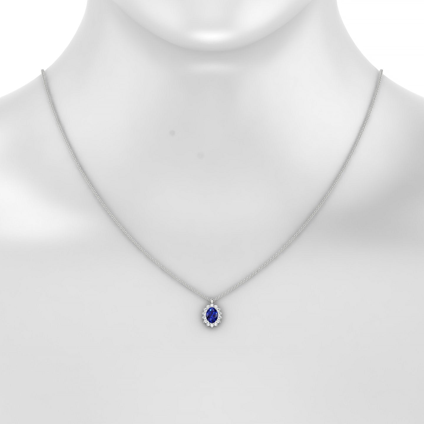 Blossom | 18k White Gold 7 x 5 mm Oval Sapphire Pendant