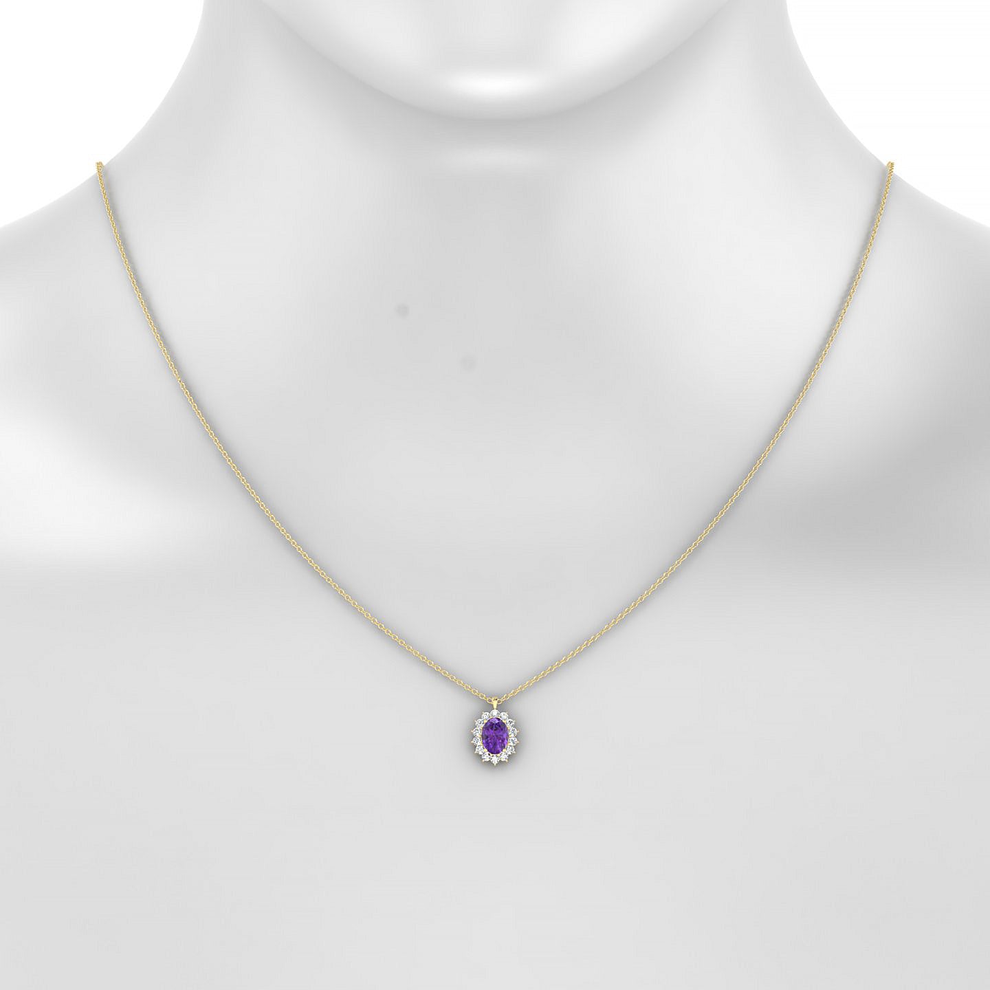 Blossom | 18k Yellow Gold 7 x 5 mm Oval Amethyst Pendant