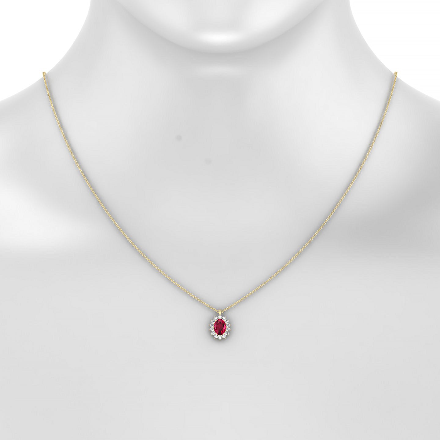 Blossom | 18k Yellow Gold 7 x 5 mm Oval Ruby Pendant