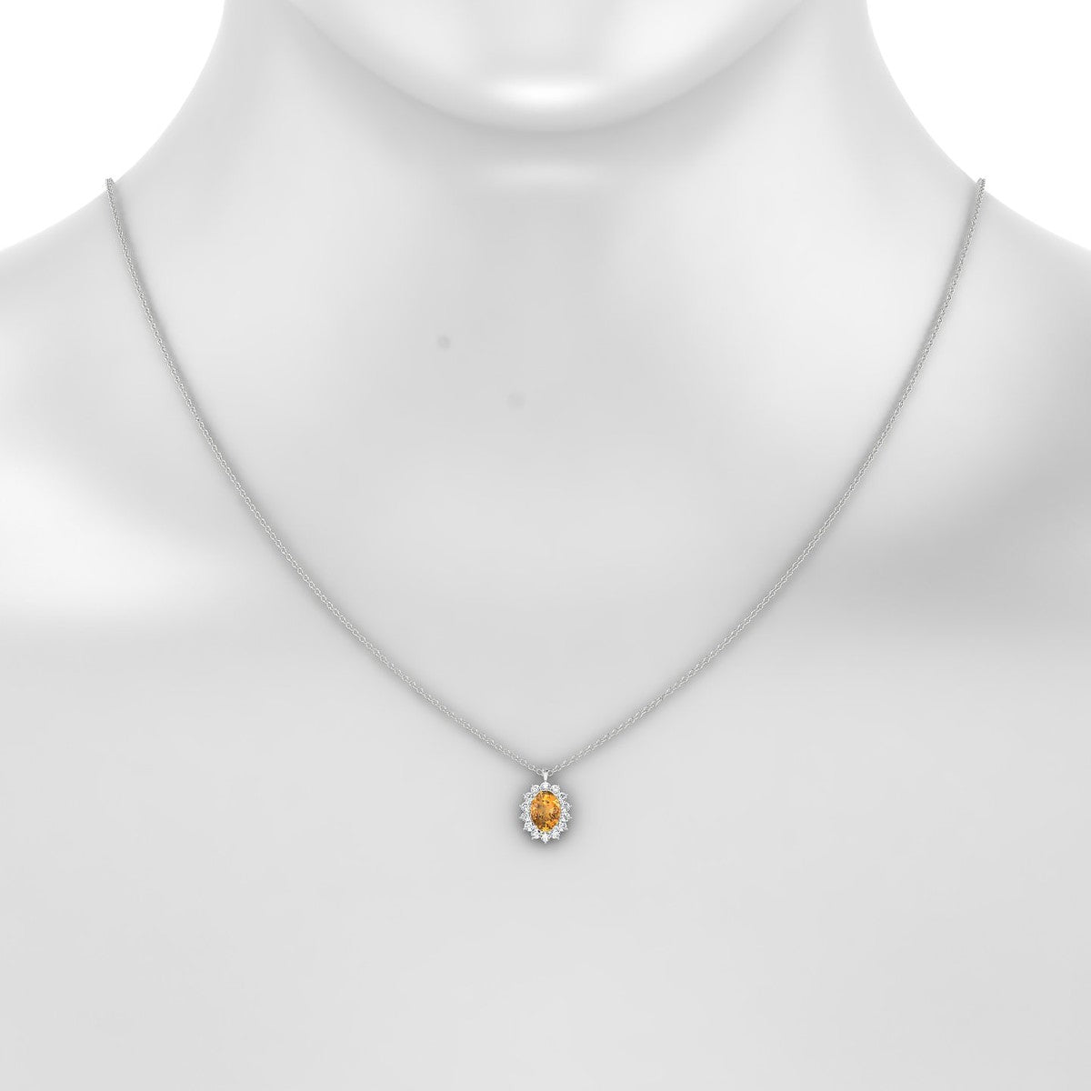 Blossom | 18k White Gold 7 x 5 mm Oval Citrine Pendant