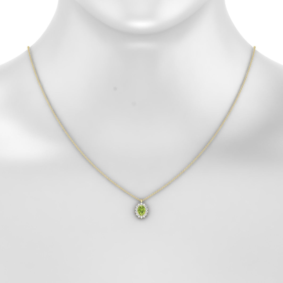 Blossom | 18k Yellow Gold 7 x 5 mm Oval Peridot Pendant