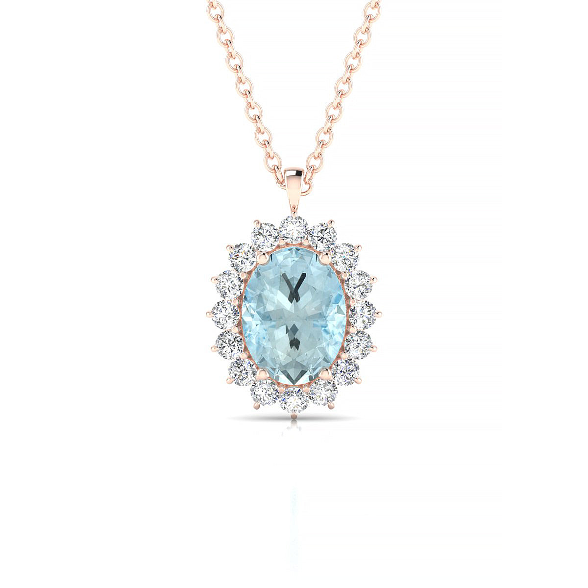 Blossom | 18k Rose Gold 8 x 6 mm Oval Aquamarine Pendant