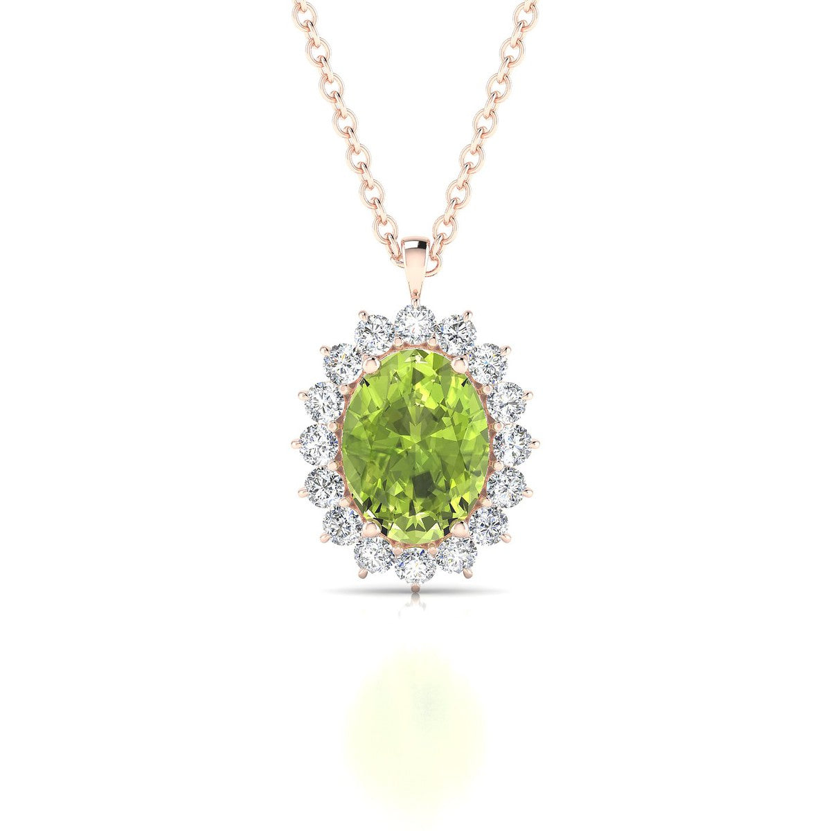 Blossom | 18k Rose Gold 8 x 6 mm Oval Peridot Pendant