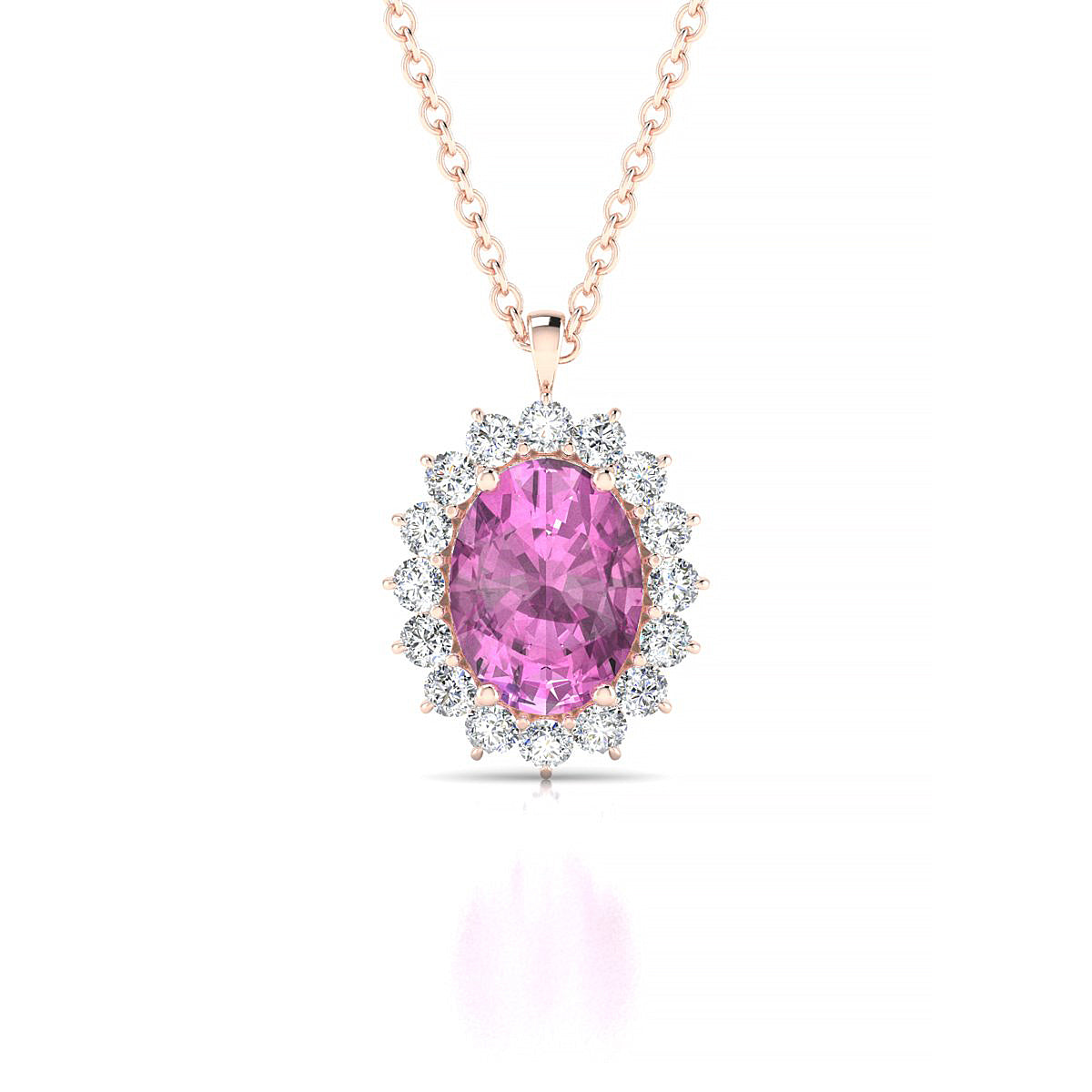 Blossom | 18k Rose Gold 8 x 6 mm Oval Pink Sapphire Pendant