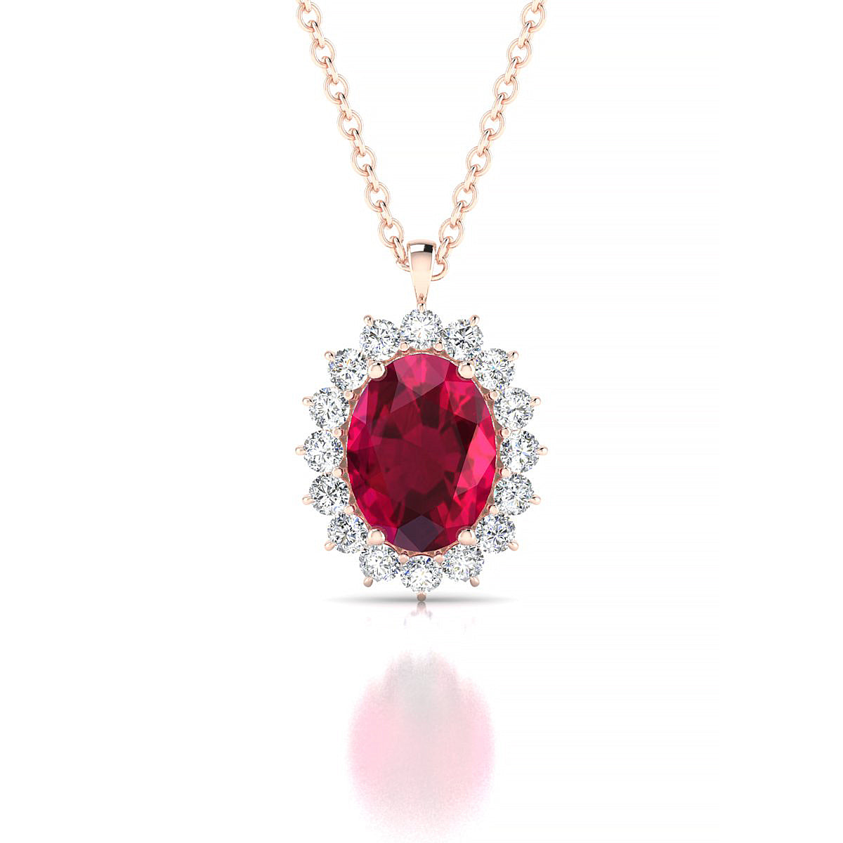 Blossom | 18k Rose Gold 8 x 6 mm Oval Ruby Pendant