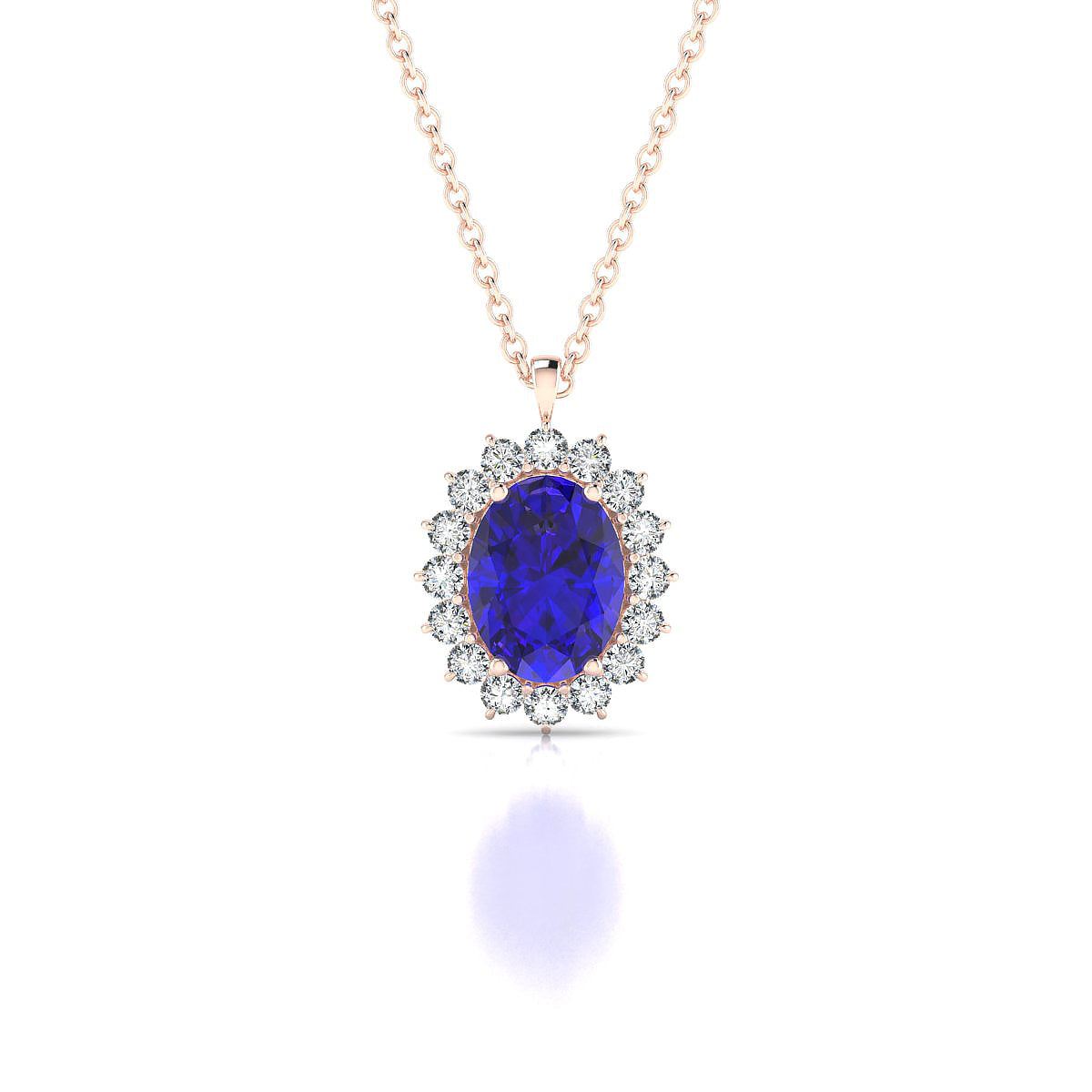 Blossom | 18k Rose Gold 8 x 6 mm Oval Tanzanite Pendant