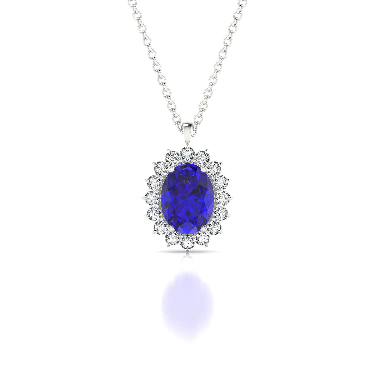 Blossom | 18k White Gold 8 x 6 mm Oval Tanzanite Pendant