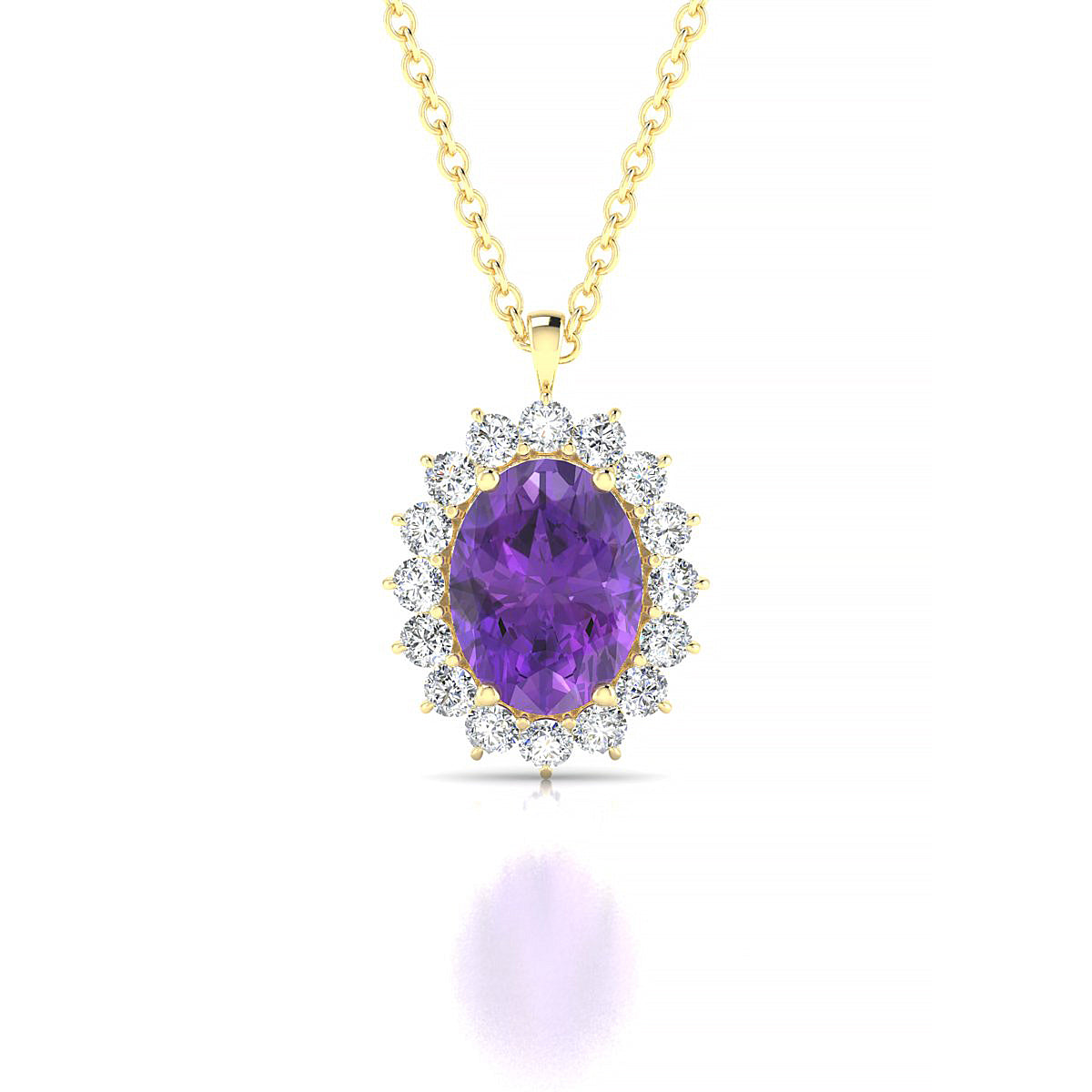Blossom | 18k Yellow Gold 8 x 6 mm Oval Amethyst Pendant