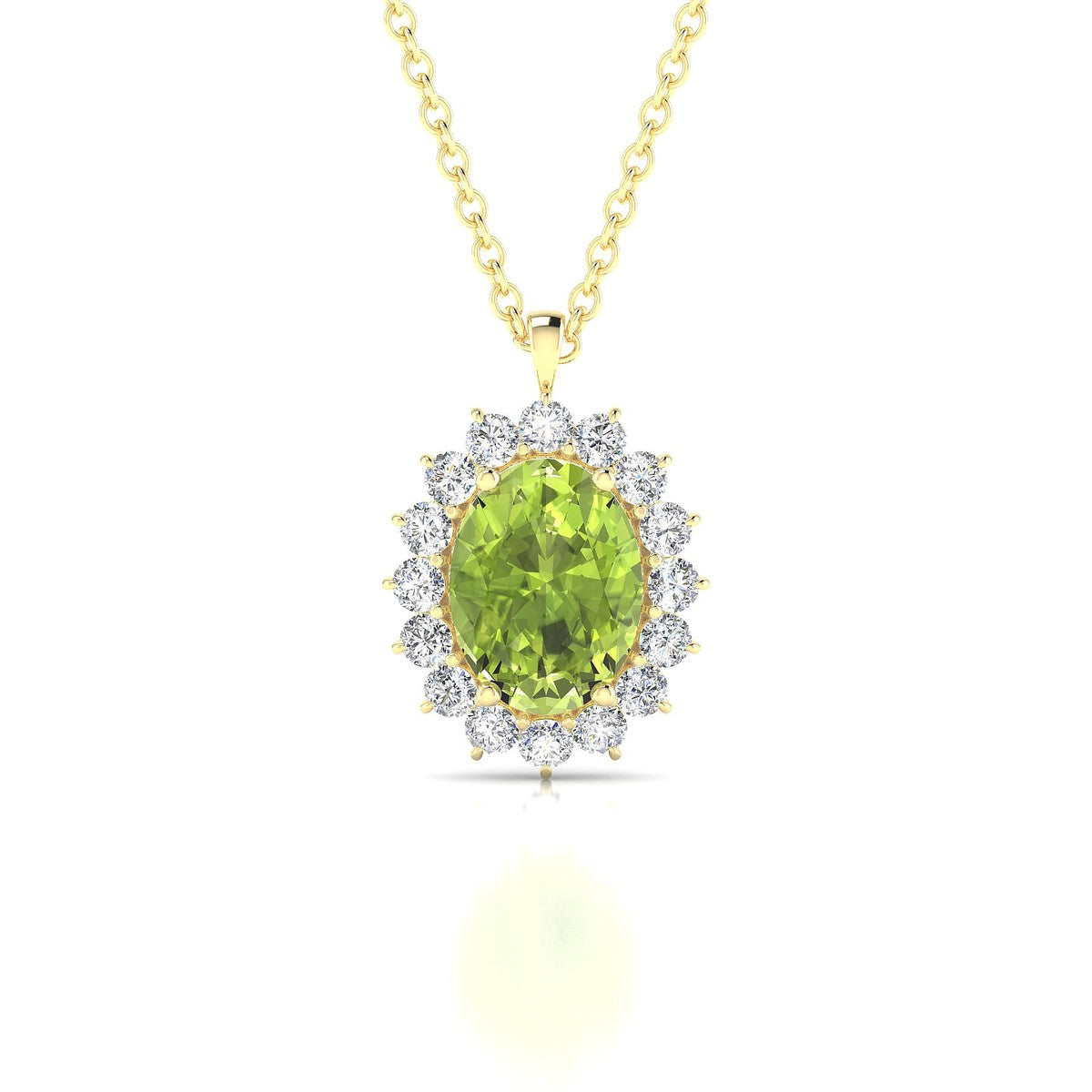 Blossom | 18k Yellow Gold 8 x 6 mm Oval Peridot Pendant