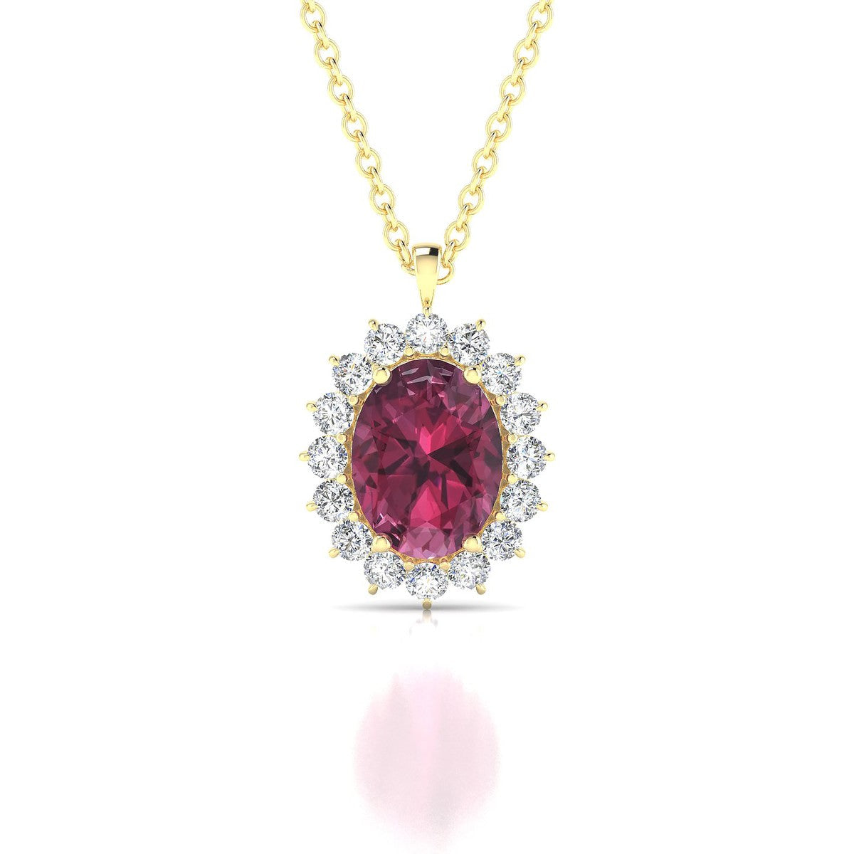 Blossom | 18k Yellow Gold 8 x 6 mm Oval Rhodolite Pendant