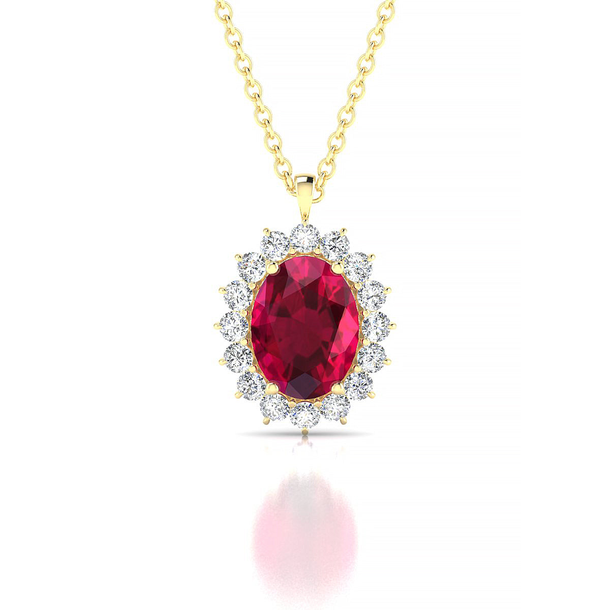 Blossom | 18k Yellow Gold 8 x 6 mm Oval Ruby Pendant