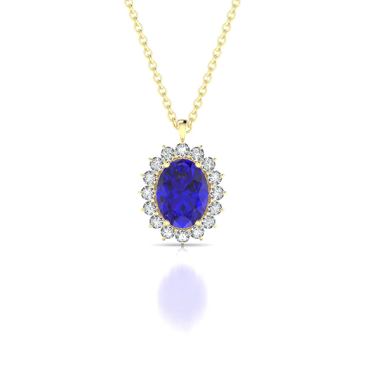 Blossom | 18k Yellow Gold 8 x 6 mm Oval Tanzanite Pendant