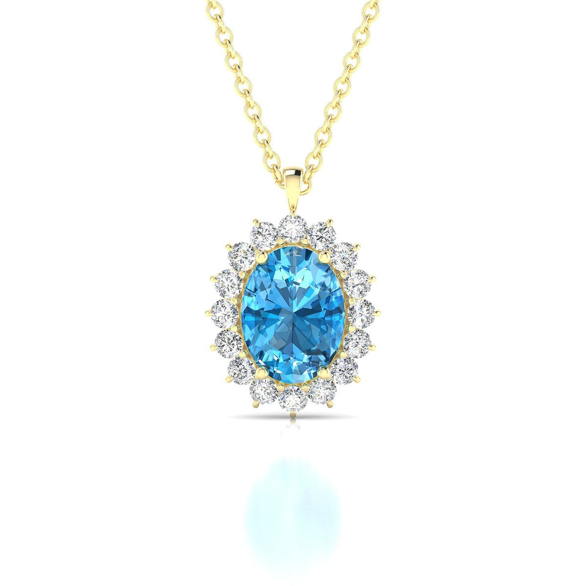 Blossom | 18k Yellow Gold 8 x 6 mm Oval Topaz Pendant