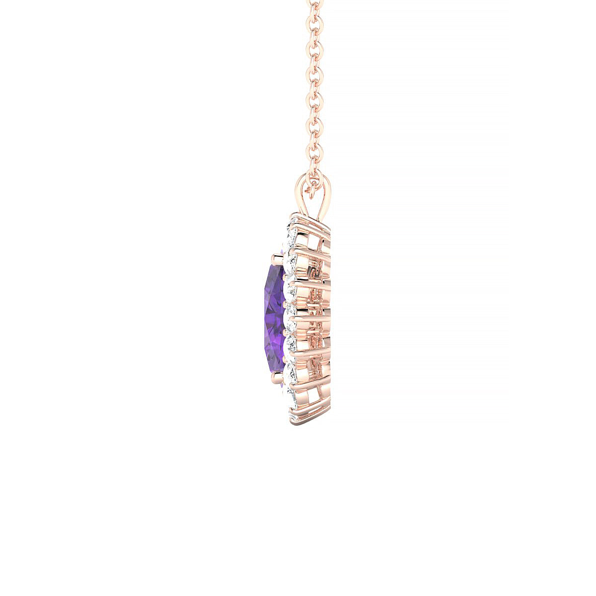 Blossom | 18k Rose Gold 8 x 6 mm Oval Amethyst Pendant