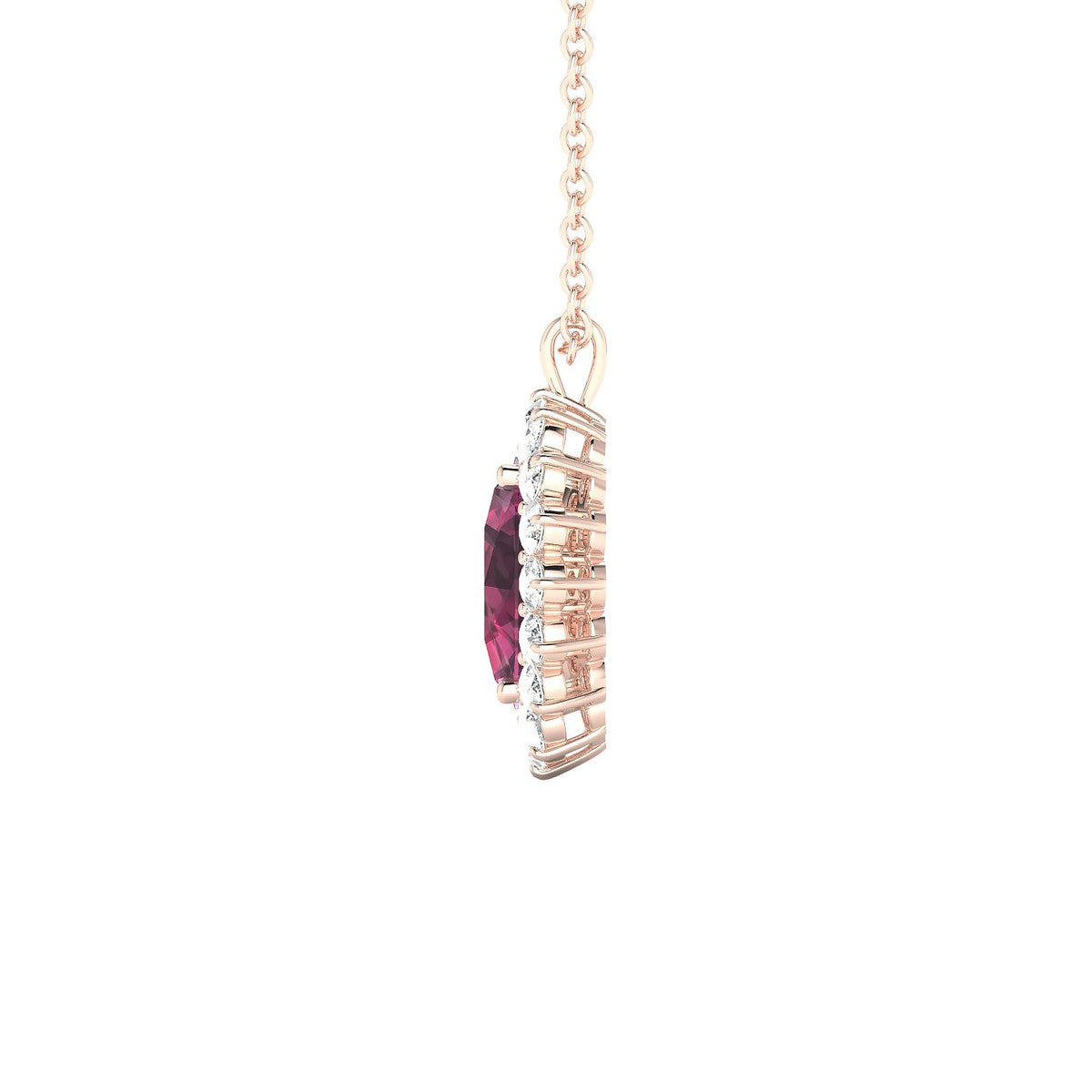 Blossom | 18k Rose Gold 8 x 6 mm Oval Rhodolite Pendant