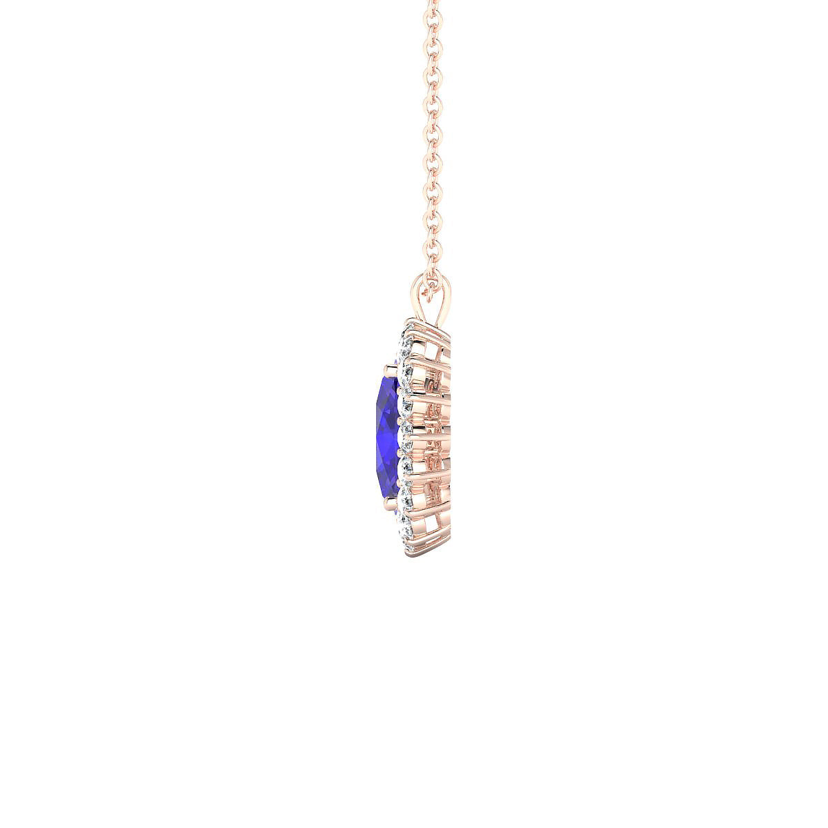 Blossom | 18k Rose Gold 8 x 6 mm Oval Tanzanite Pendant