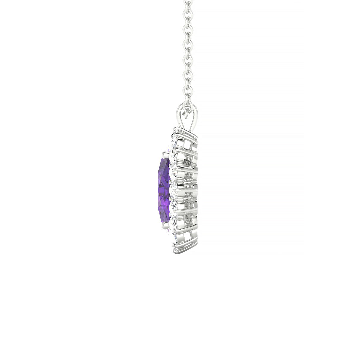 Blossom | 18k White Gold 8 x 6 mm Oval Amethyst Pendant