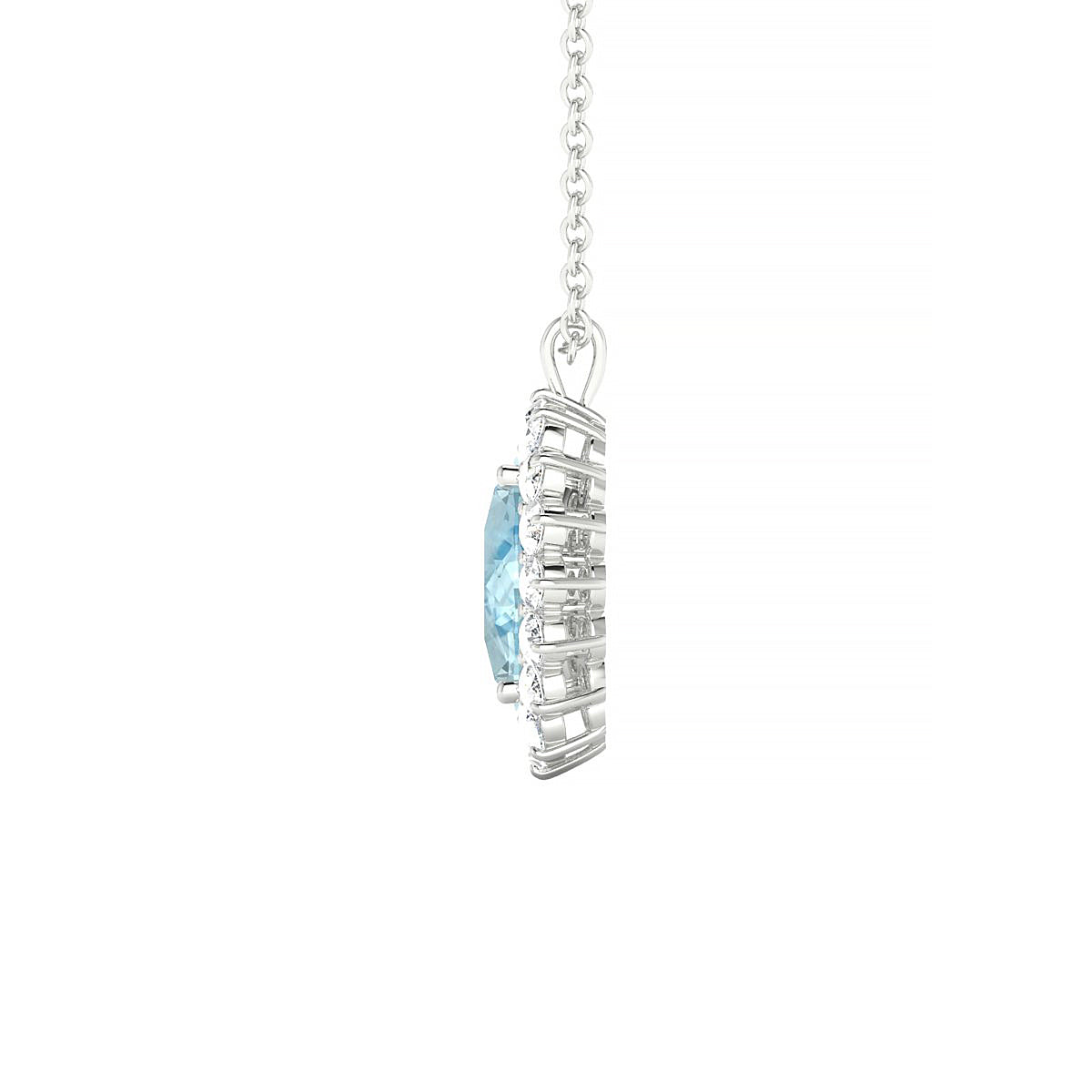 Blossom | 18k White Gold 8 x 6 mm Oval Aquamarine Pendant