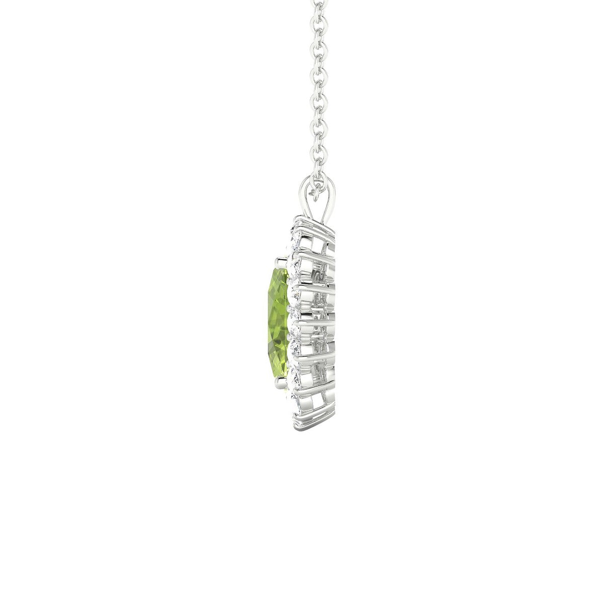 Blossom | 18k White Gold 8 x 6 mm Oval Peridot Pendant