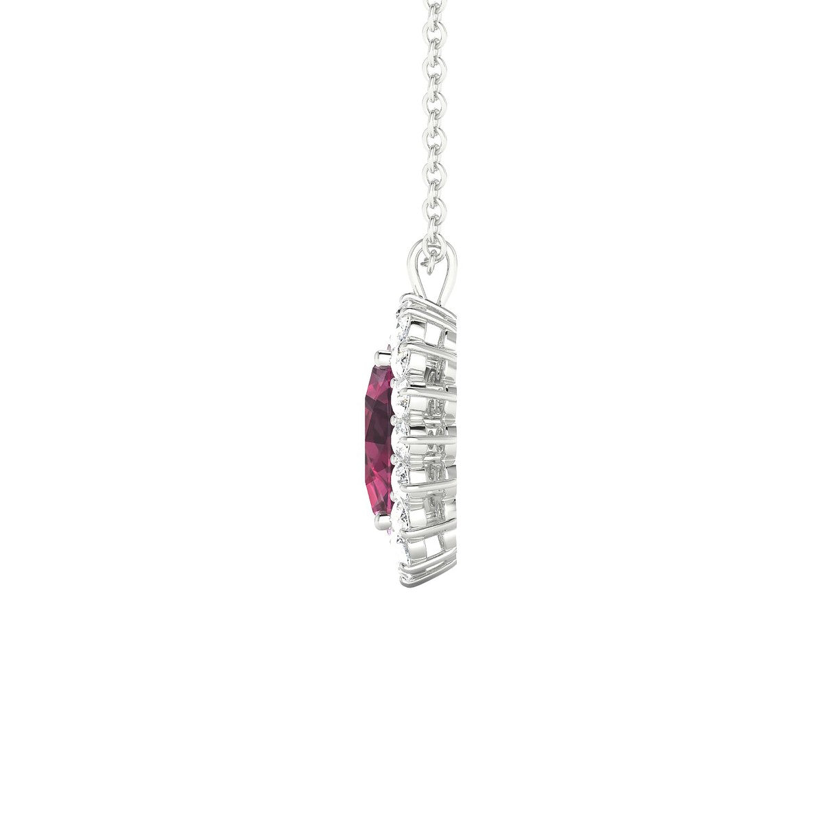 Blossom | 18k White Gold 8 x 6 mm Oval Rhodolite Pendant