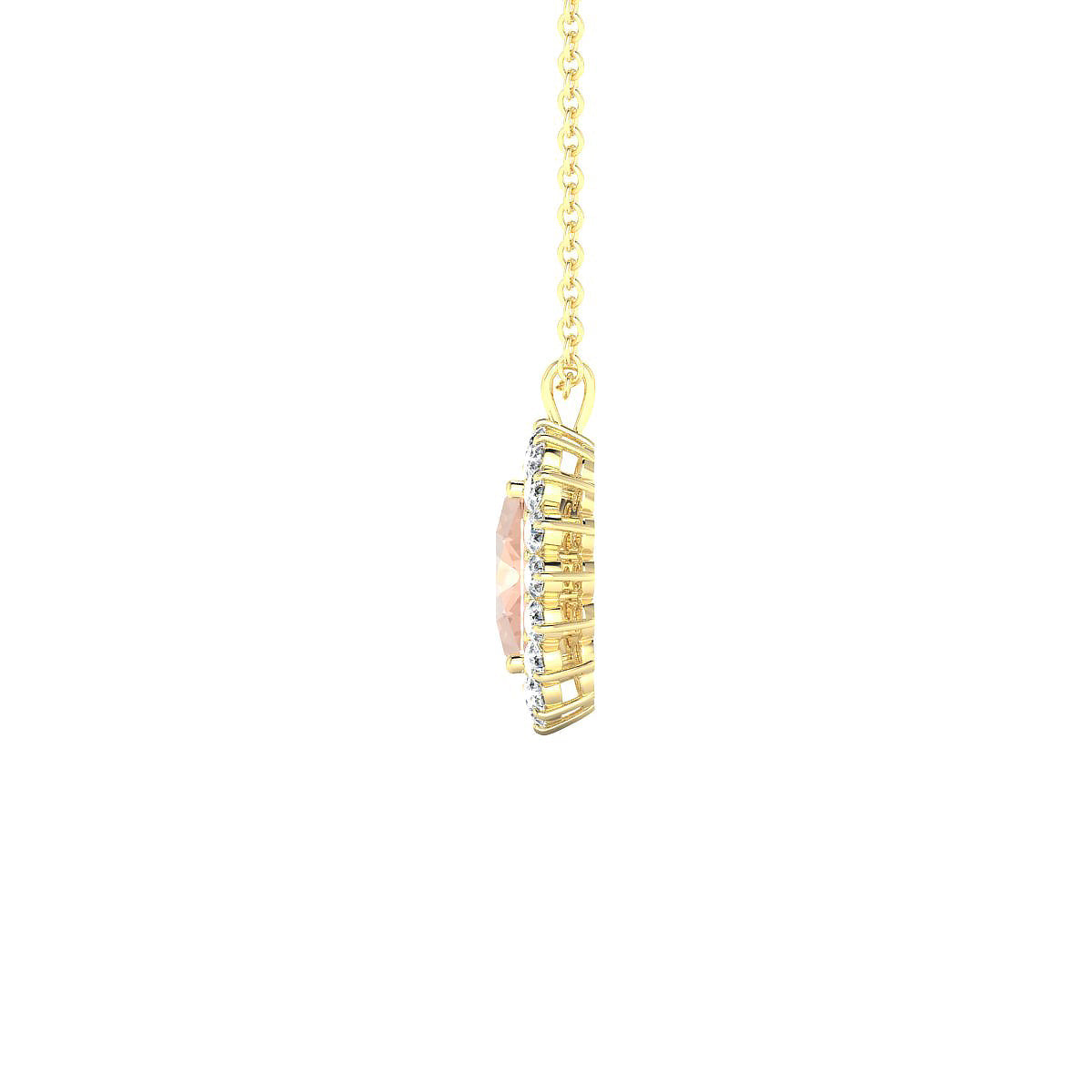 Blossom | 18k Yellow Gold 8 x 6 mm Oval Morganite Pendant