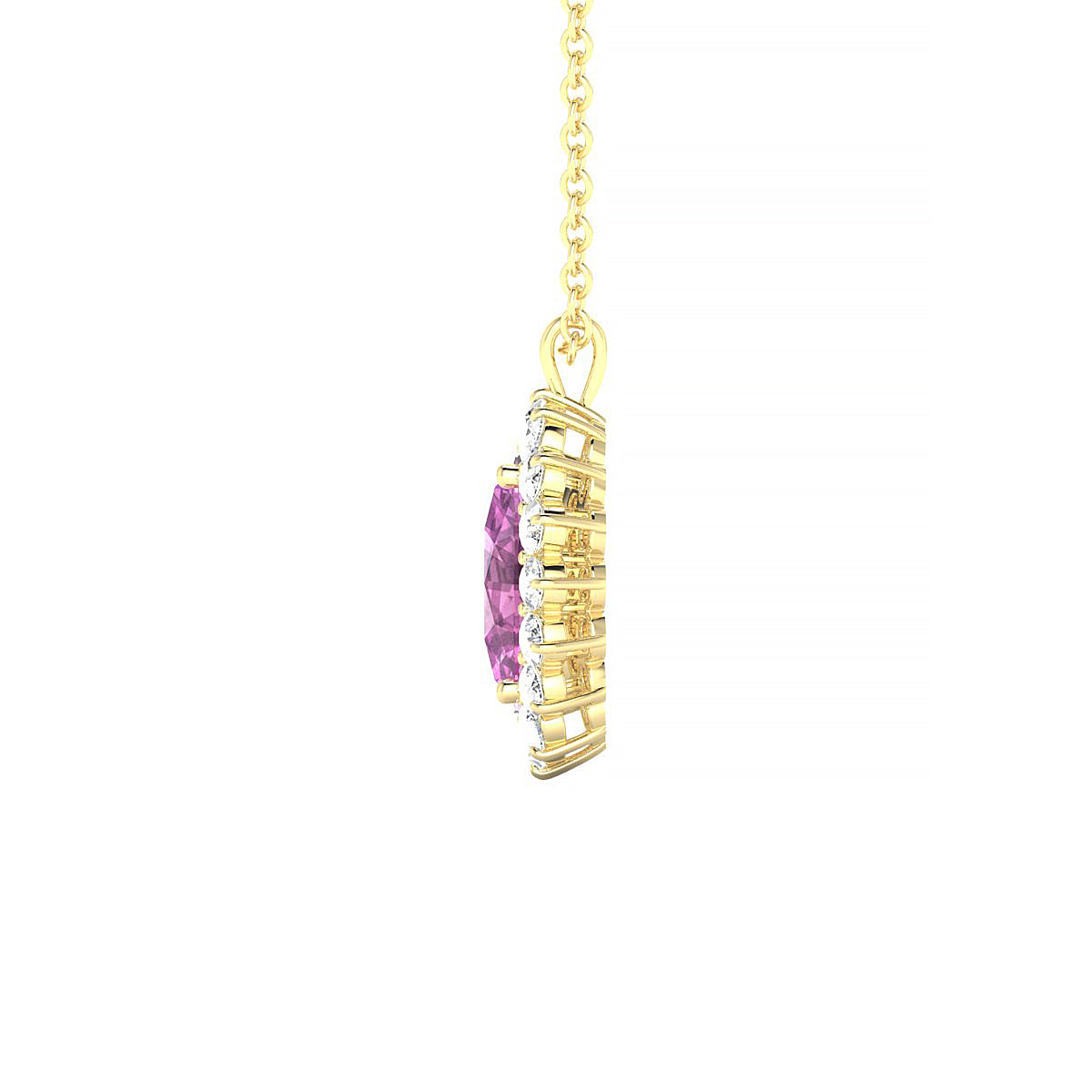 Blossom | 18k Yellow Gold 8 x 6 mm Oval Pink Sapphire Pendant