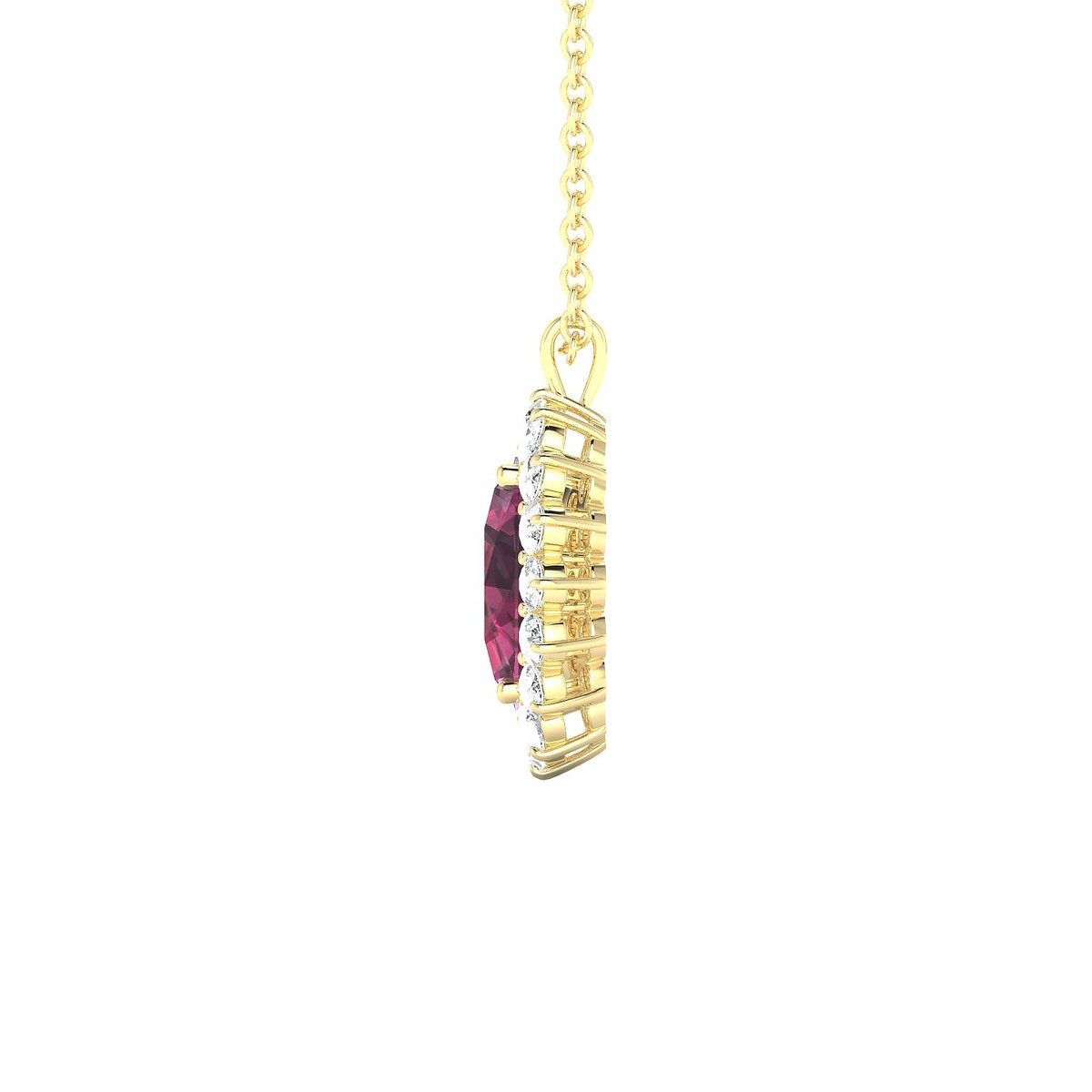 Blossom | 18k Yellow Gold 8 x 6 mm Oval Rhodolite Pendant
