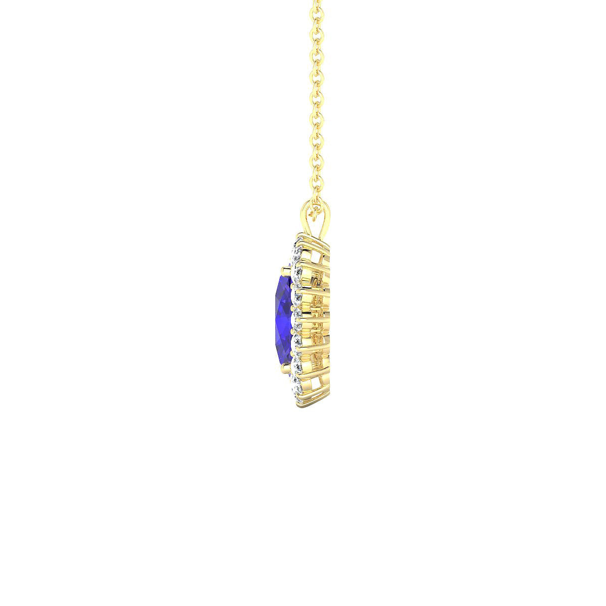 Blossom | 18k Yellow Gold 8 x 6 mm Oval Tanzanite Pendant