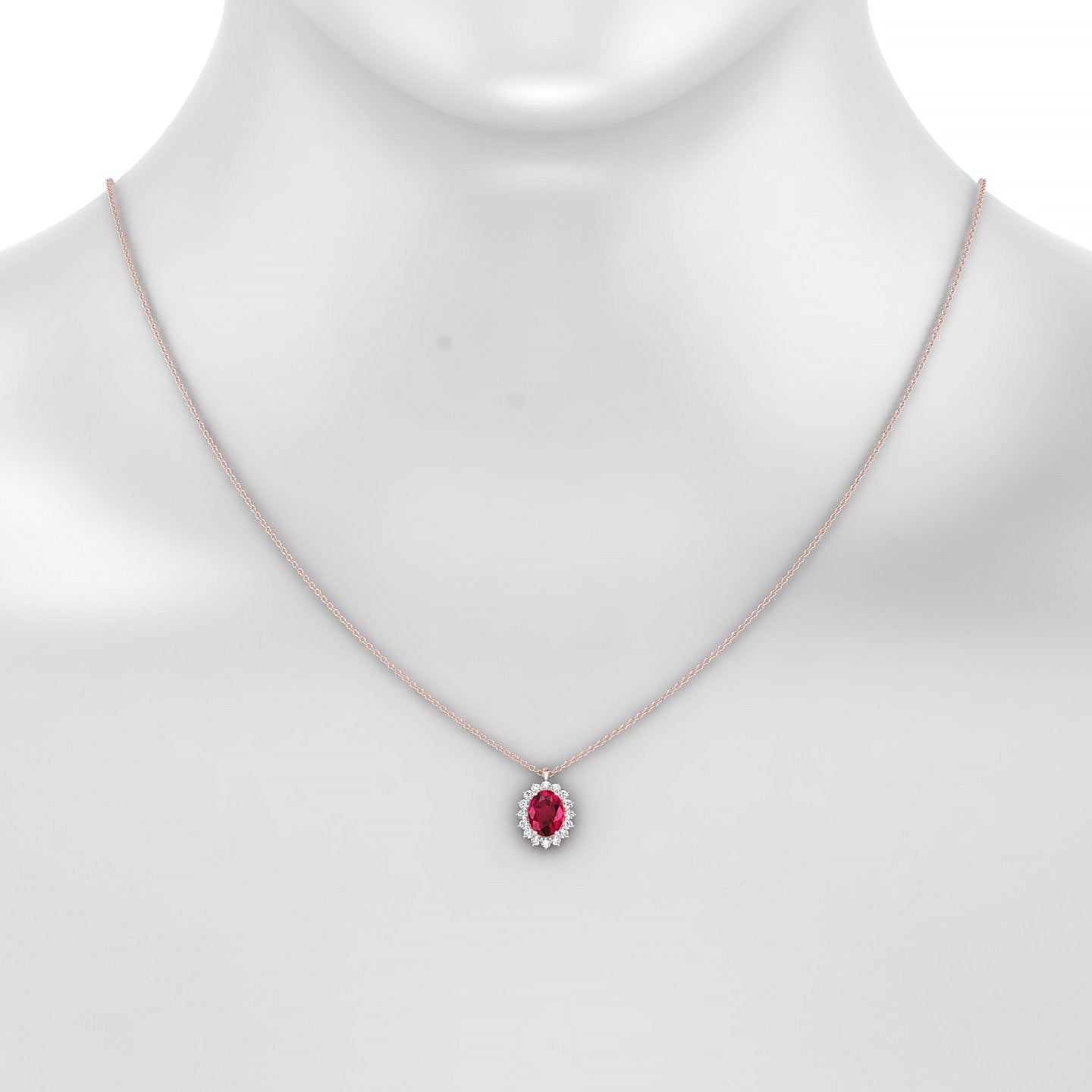 Blossom | 18k Rose Gold 8 x 6 mm Oval Ruby Pendant