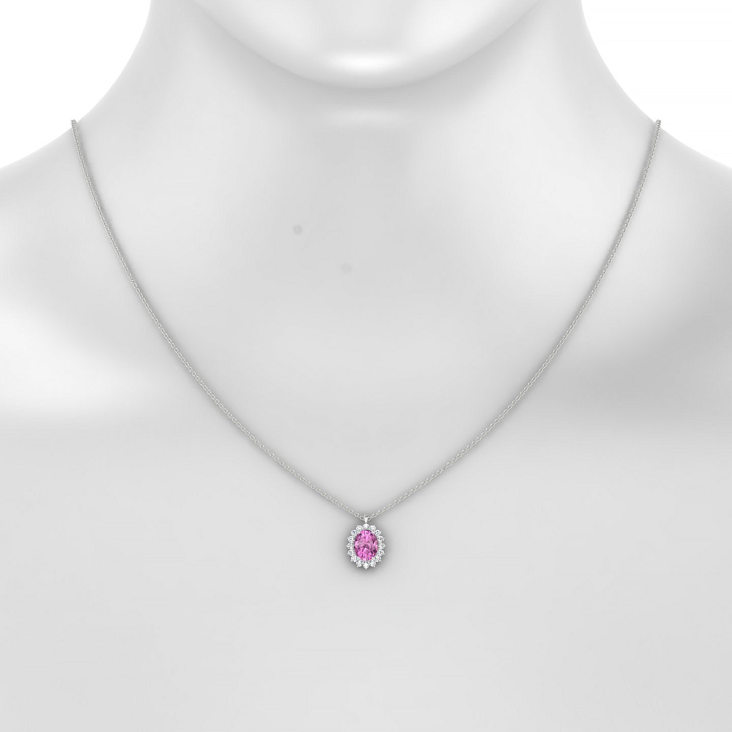 Blossom | 18k White Gold 8 x 6 mm Oval Pink Sapphire Pendant