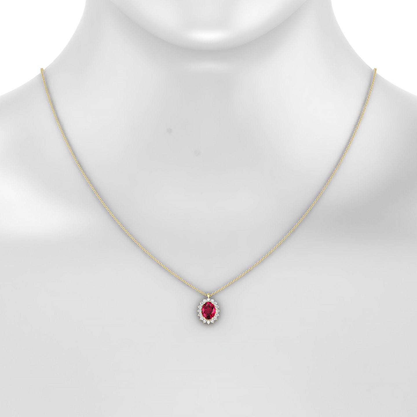 Blossom | 18k Yellow Gold 8 x 6 mm Oval Ruby Pendant