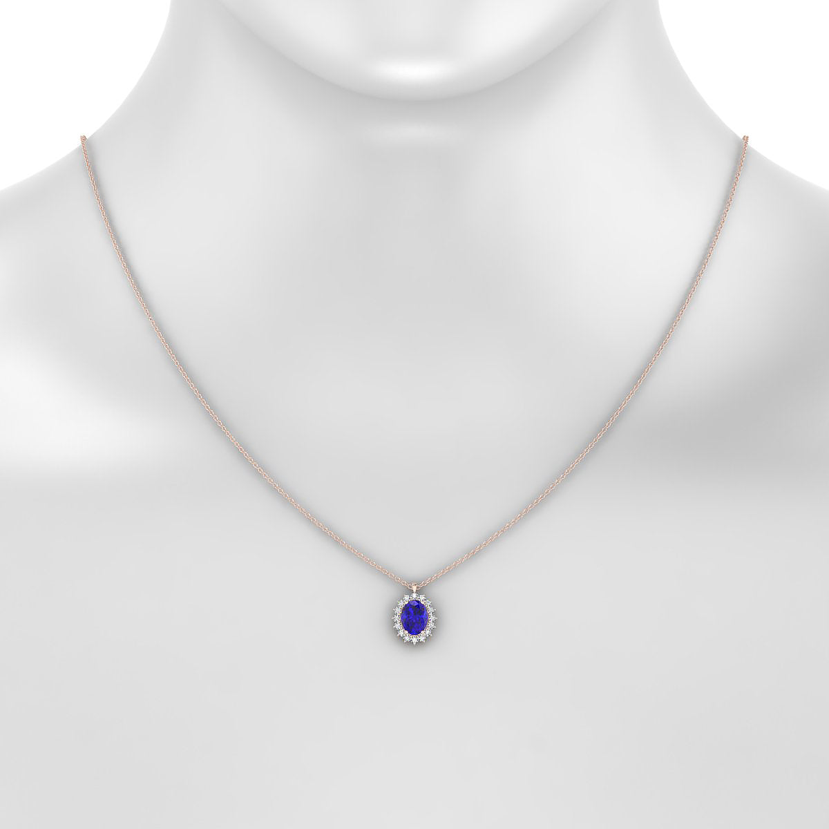 Blossom | 18k Rose Gold 8 x 6 mm Oval Tanzanite Pendant