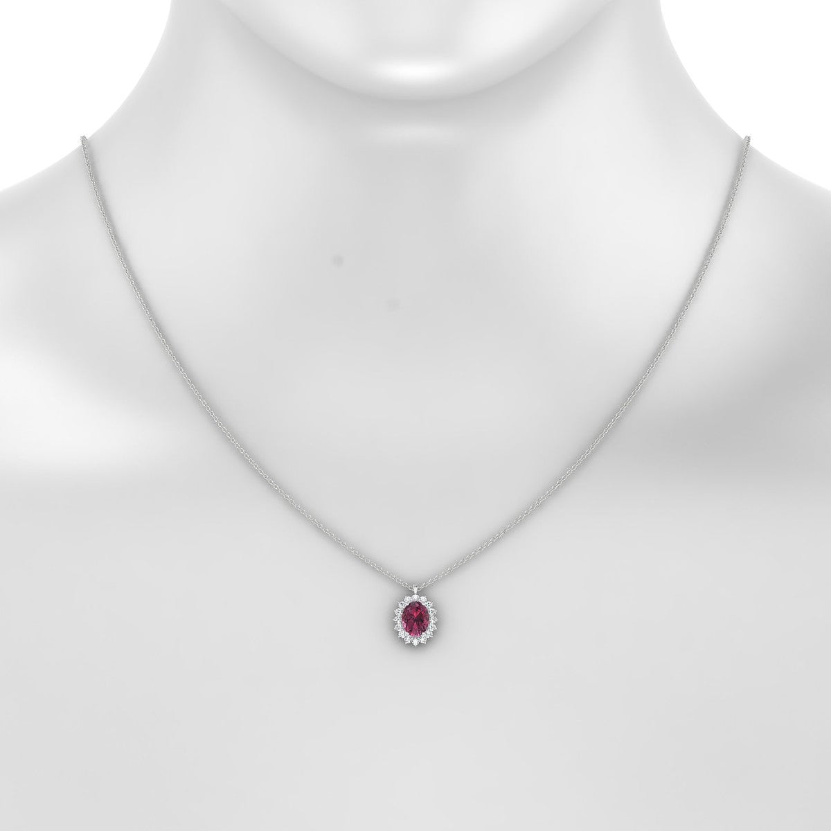 Blossom | 18k White Gold 8 x 6 mm Oval Rhodolite Pendant