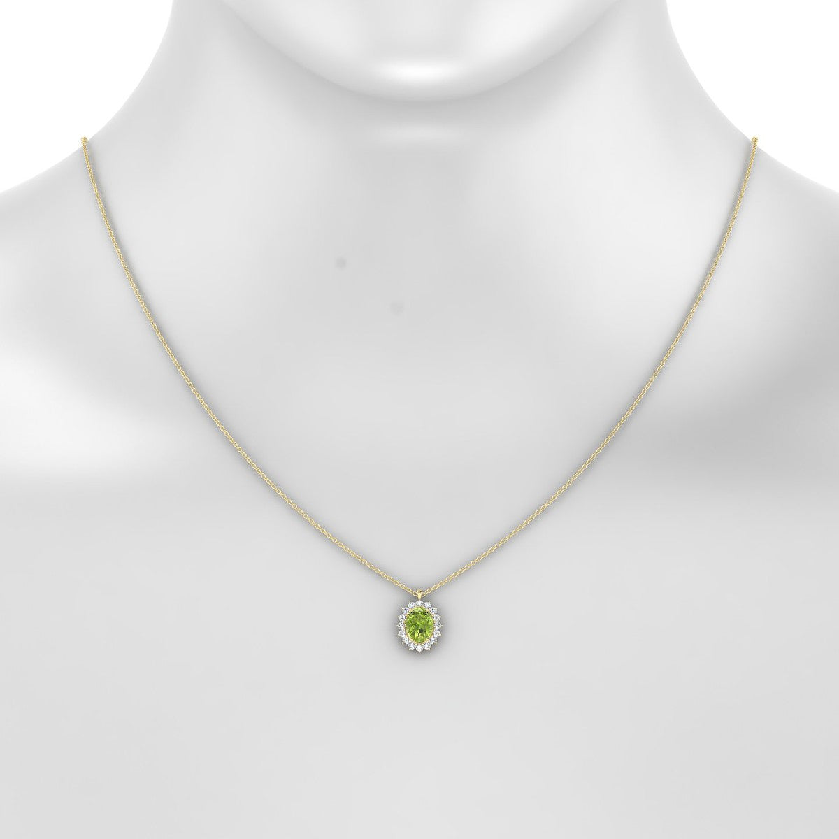 Blossom | 18k Yellow Gold 8 x 6 mm Oval Peridot Pendant