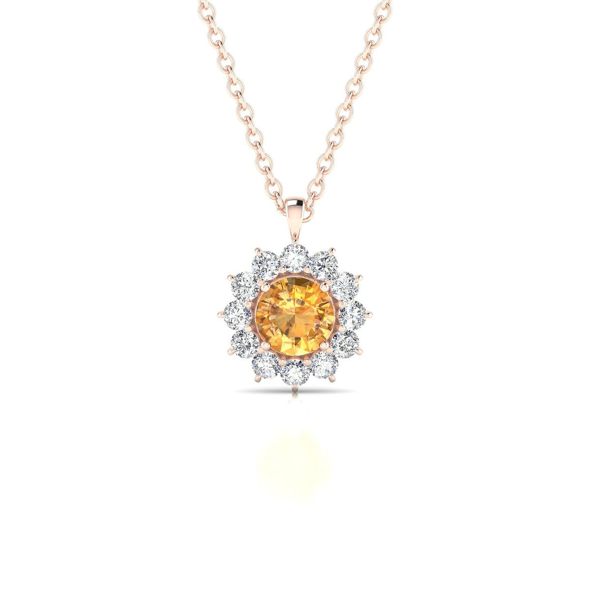 Blossom | 18k Rose Gold 4.5 mm Round Citrine Pendant