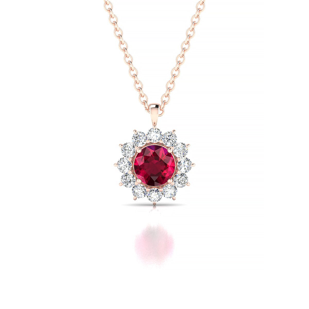 Blossom | 18k Rose Gold 4.5 mm Round Ruby Pendant