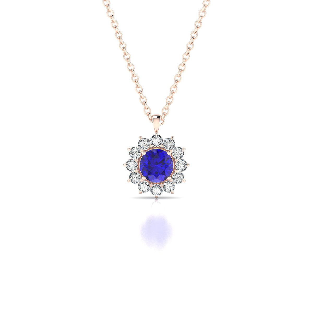 Blossom | 18k Rose Gold 4.5 mm Round Tanzanite Pendant