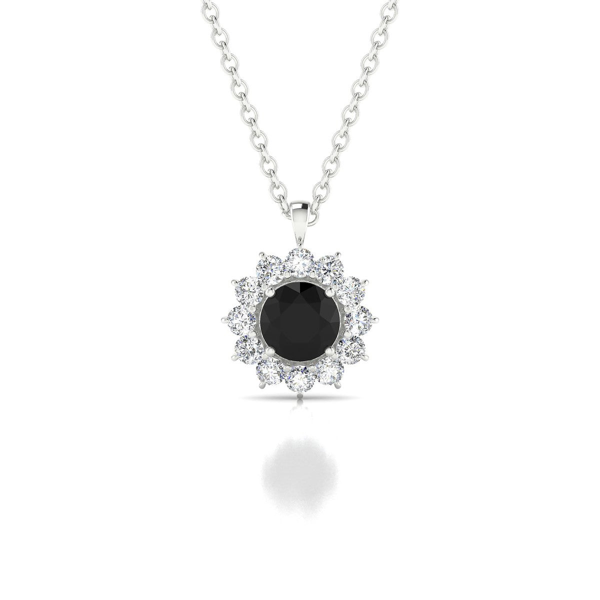 Blossom | 18k White Gold 4.5 mm Round Black Diamond Pendant