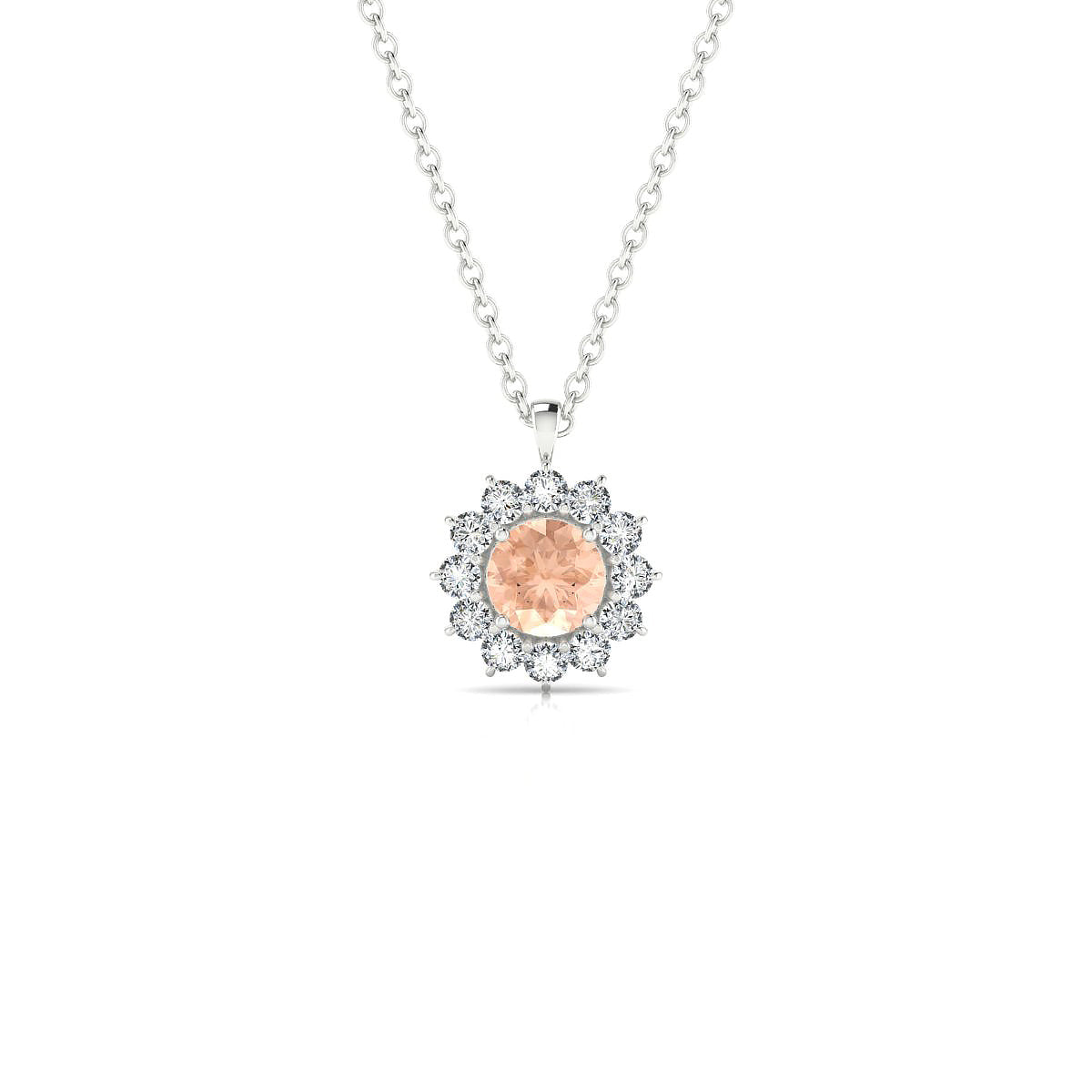 Blossom | 18k White Gold 4.5 mm Round Morganite Pendant
