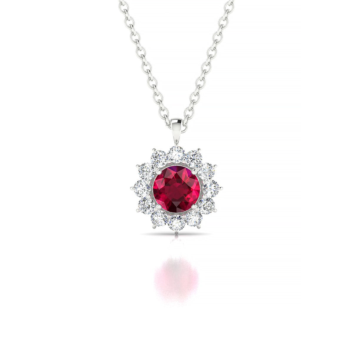 Blossom | 18k White Gold 4.5 mm Round Ruby Pendant