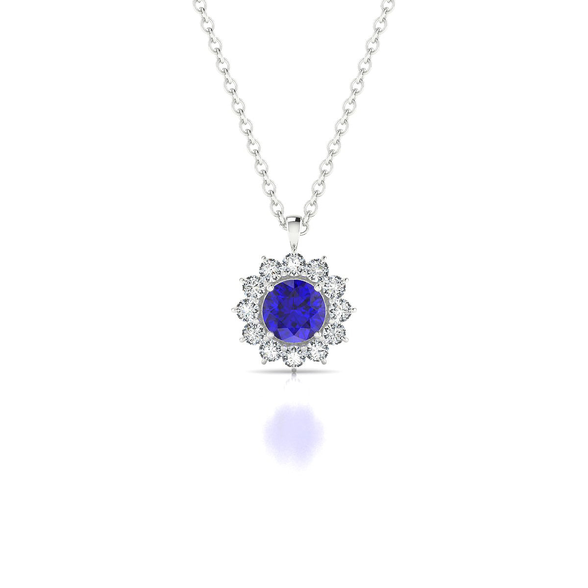 Blossom | 18k White Gold 4.5 mm Round Tanzanite Pendant
