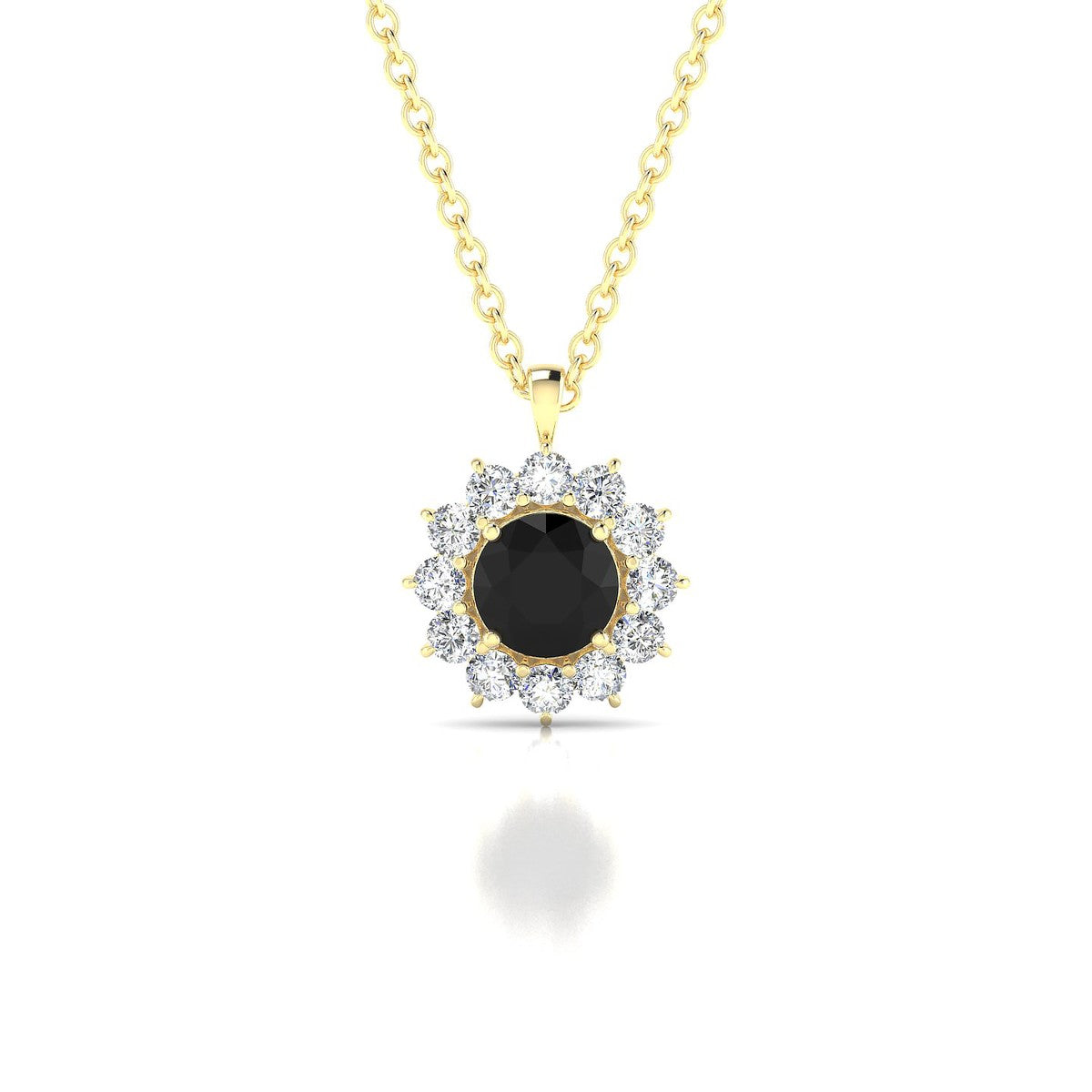 Blossom | 18k Yellow Gold 4.5 mm Round Black Diamond Pendant